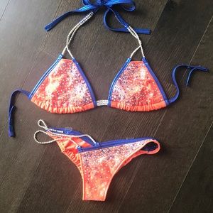 Orange and Blue Competition bikini
